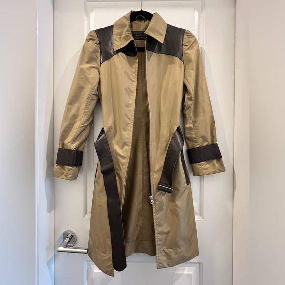 Rudsak - beige colour, light trench coat with dark brown leather trim. - Picture 3 of 9